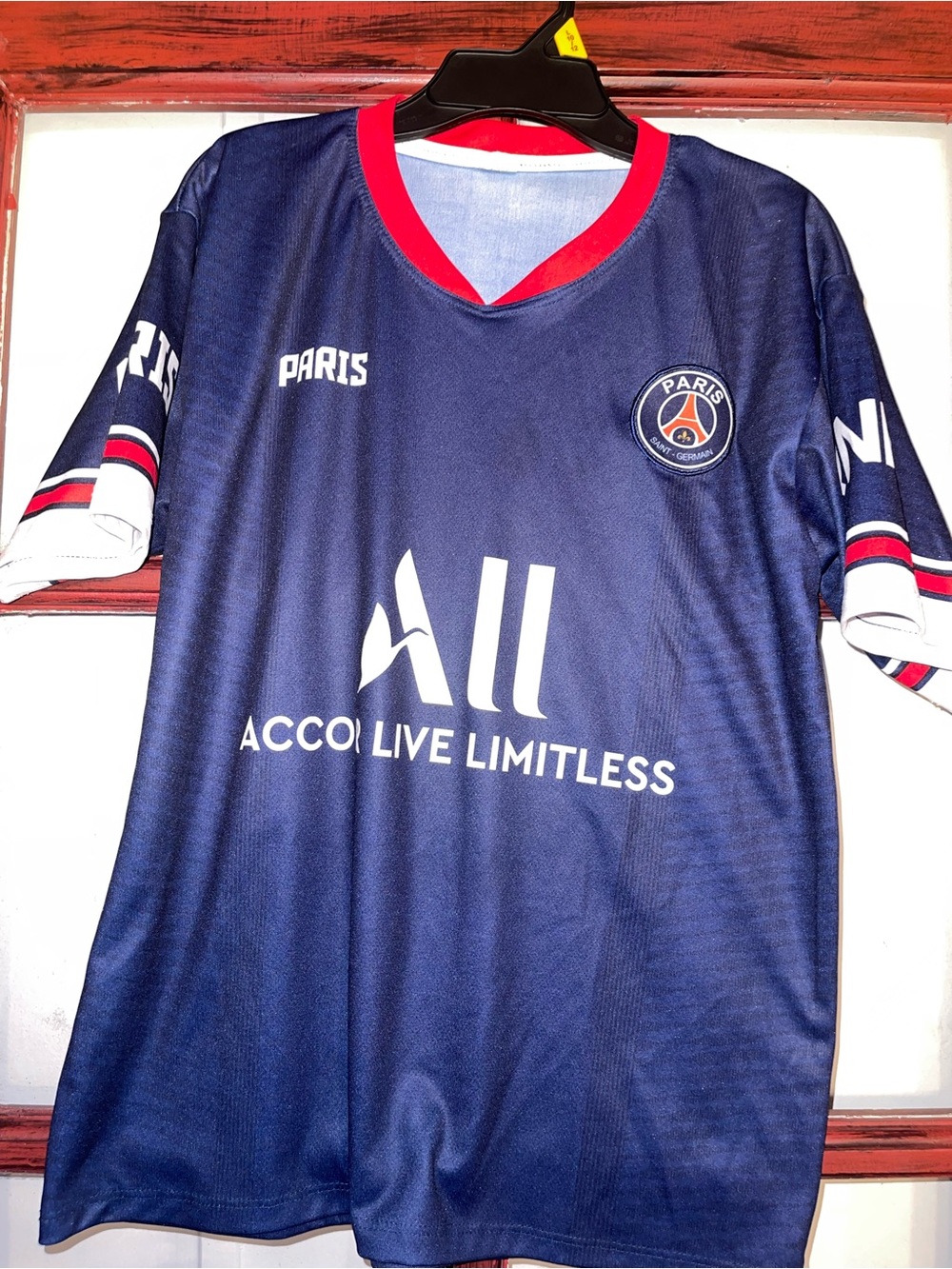 PSG Kids' Navy Soccer Jersey with Red Trim